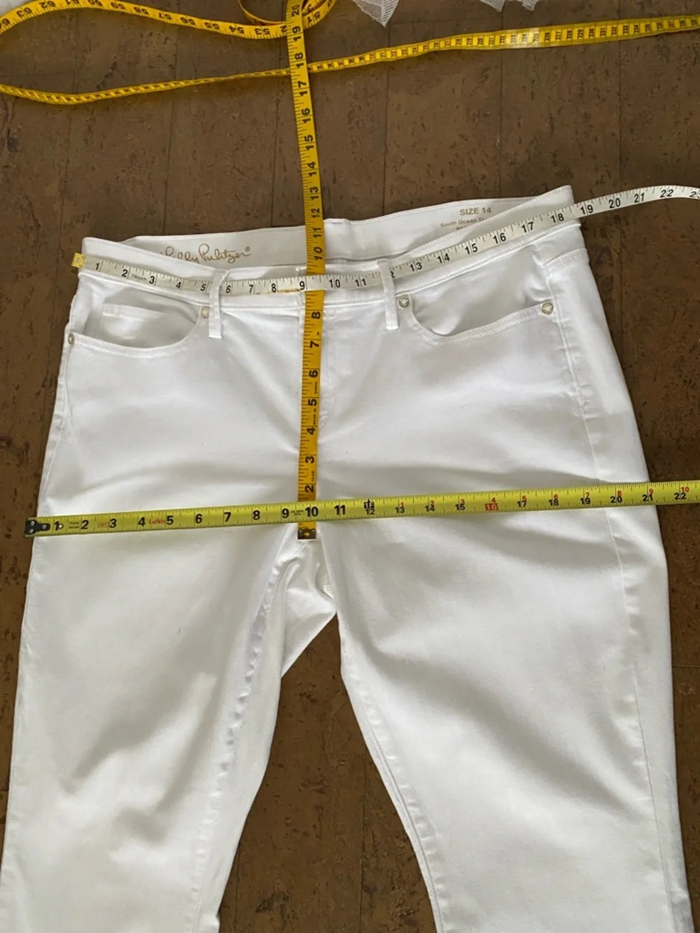 Lilly Pulitzer White Cropped Jeans with Lace Fringe Hem Size 14 - Picture 15 of 17